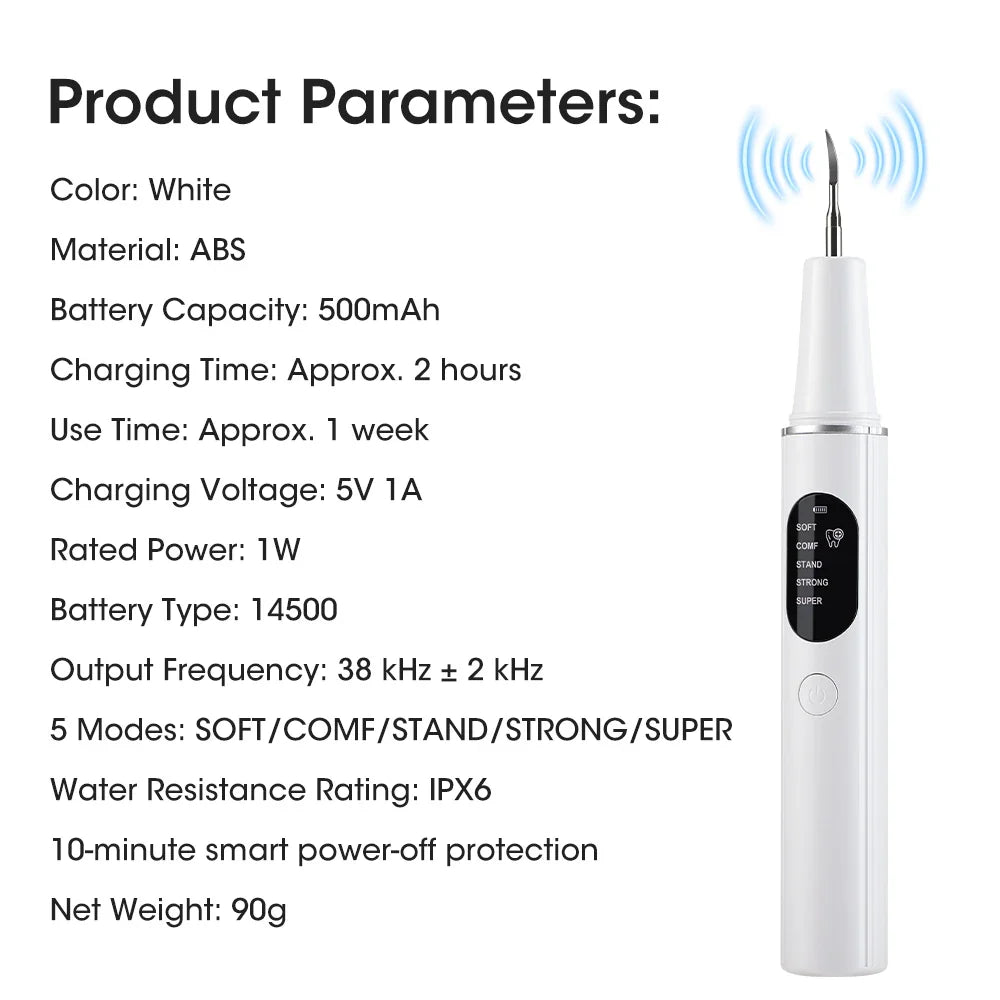 Electric Ultrasonic Dental Scaler 5 Modes Calculus Oral Tartar Remover Tooth Stain Cleaner Teeth Whitening Oral Care