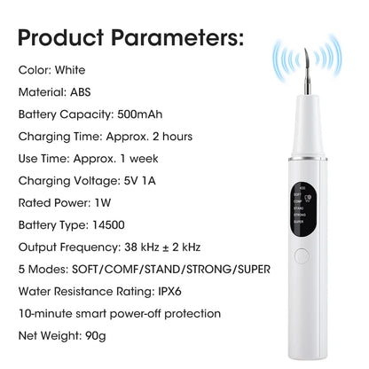 Electric Ultrasonic Dental Scaler 5 Modes Calculus Oral Tartar Remover Tooth Stain Cleaner Teeth Whitening Oral Care