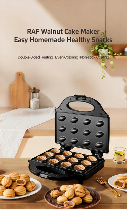 Electric Walnut Cake Waffle Maker With Nuts 12 Holes Cooking Kitchen Biscuits Making for Baking Business Nuts Waffle