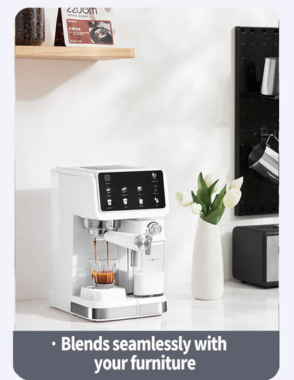 Multifunctional fancy coffee machine,Automatic milk frothing and cleaning functions,Cold/Hot Extraction ,Intelligent color scree