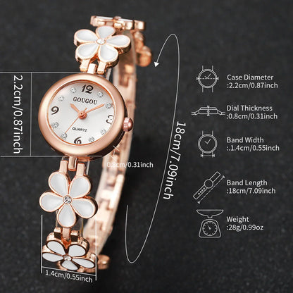 Fashion Flower Bracelet Strap Women Watches Ladies Diamond Arabic Numeral Dial Wristwatches Reloj Mujer（Without Box）
