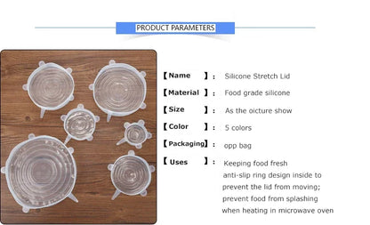 Silicone Stretch Lid Kitchen Accessories Can Be Reused Food Cover Plastic Wrap Cover Fresh-keeping Sealed Bowl Storage Home