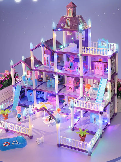 3D DIY Fantasy Princess Castle Villa Assembly Doll House Set Toys, Girls Home Toys & 3D Kids Toys