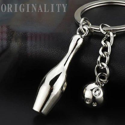 Creative Alloy Bowling Ball Pendant Car Key Ring Purse Bag Ornament Keychain Sports Lover Club Gift Bowling Ball Pendant
