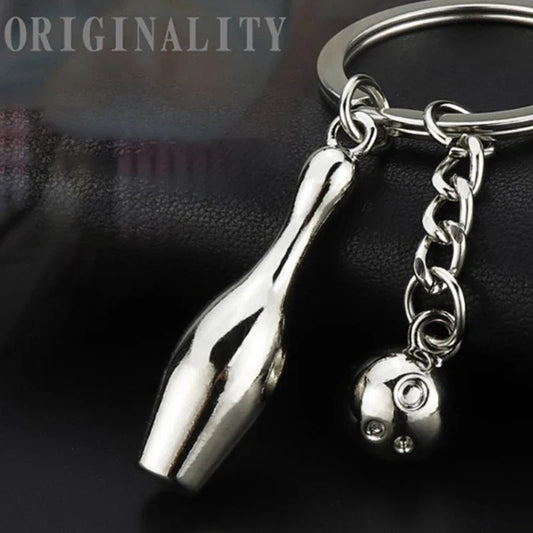 Creative Alloy Bowling Ball Pendant Car Key Ring Purse Bag Ornament Keychain Sports Lover Club Gift Bowling Ball Pendant