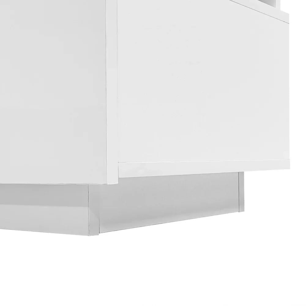 PINGGO TV Stand Cabinet for 70-inch TV High Gloss TV Stand Unit with LED Lights 160CM, 3 Drawers, 3 Open Storage Space