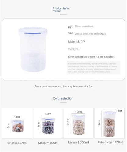 Plastic Sealed Storage Tank Large Capacity Clear Airtight Kitchen Organizer Grain Crisper Have Scale Spice Container Jars New