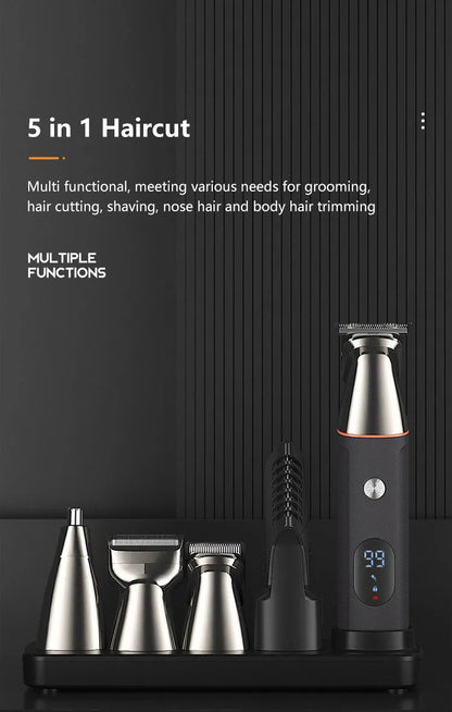 Mijia 5 in 1 Hair Trimmer Machine LCD Display Clippers Barber Professional Hair Cutting Machines Men's Electric Shaver