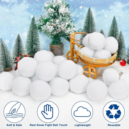 30Pcs Soft Fake Snow Balls White Plush Snow Balls Pendant Winter Indoor Outdoor Ornaments Christmas Party Home Decor