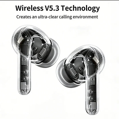AT2-Wireless headphones with noise cancellation, in-ear type, equipped with a charging case, high-fidelity stereo sound.