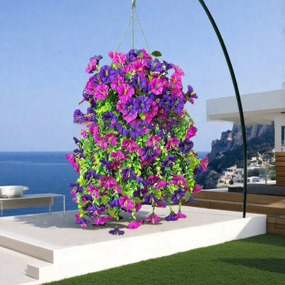 Outdoor courtyard simulation flower eucalyptus morning glory silk flower home wedding decoration wall hanging rattan flower vine