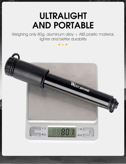 WEST BIKING Mini Bike Pump 100PSI Schrader Presta Valve MTB Road Cycling Pump Aluminum Alloy Bicycle Hand Air Pump Tire Inflator