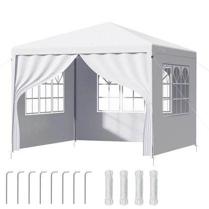 LOEFME 3x4M/3x3M Outdoor Gazebo Tent Outdoor Garden Camping Awning Waterproof Windproof UV Sun Shelter W/ Removable 4 Side Walls