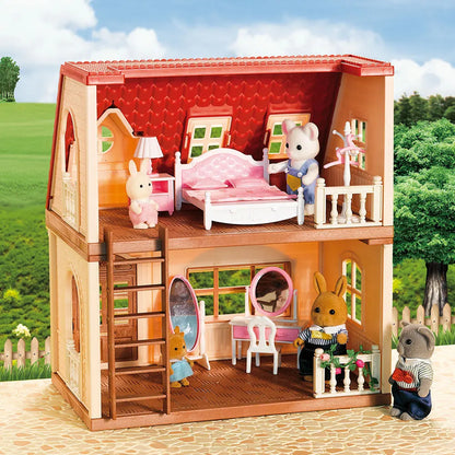 Family Dollhouse Furniture Playset Cabin Doll House DIY Cottage Pretend Play Kitchen Dollhouses Rabbit Dolls Birthdays Gifts