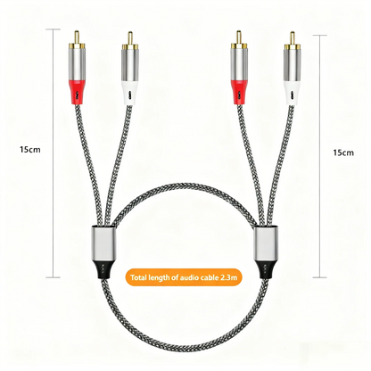 Double RCA audio cable, 2 pairs of RCA cables for computer, TV, amplifier, subwoofer, and speaker connection