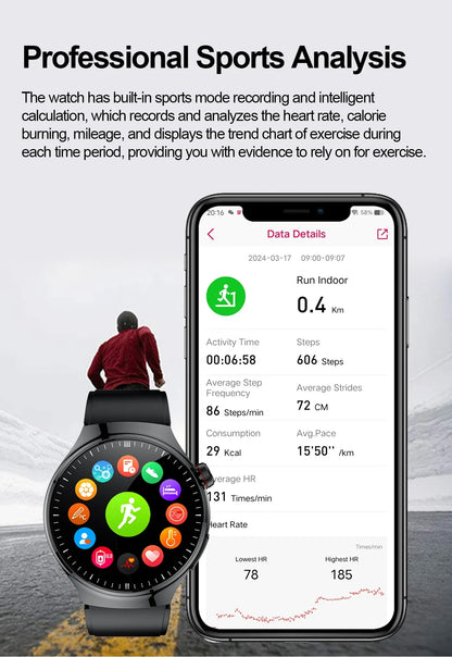 2025 New Nursing Grade Smart Watch Blood oxygen Blood Lipid Uric Acid ECG+PPG Body Temperature Bluetooth Call Health Smartwatch