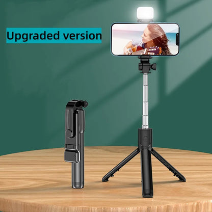 Cell Phone Selfie Stick Tripod Bluetooth Remote Wireless Selfi Stick Phone HolderStand with Beauty Fill Light for Phone