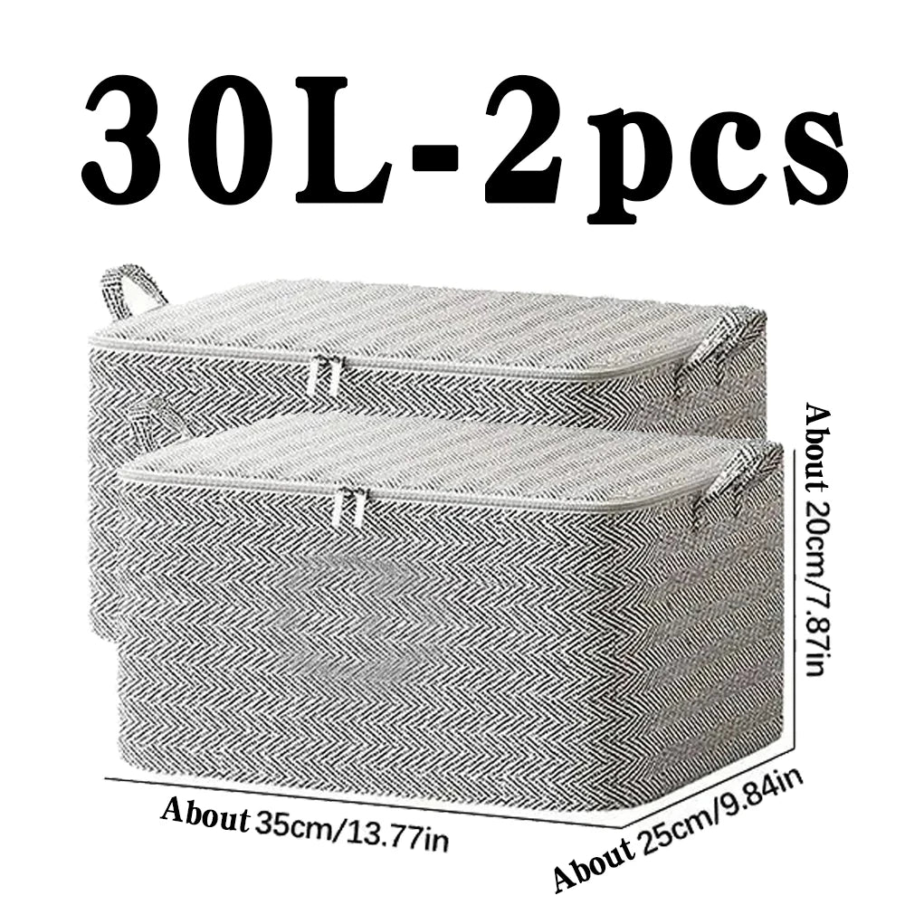 Non-woven Quilt Storage Bag with Lids Zipper Foldable Clothes Quilt Bins Container Large Capacity Dust-proof Bag Organize