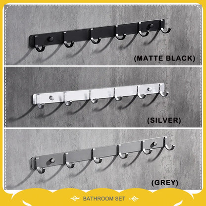 Space Aluminum With Multiple Robe Hooks Hanging Clothes Key Storage Hooks Save Space Towel Rack With Hook Bathroom Accessories
