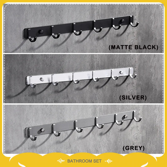 Space Aluminum With Multiple Robe Hooks Hanging Clothes Key Storage Hooks Save Space Towel Rack With Hook Bathroom Accessories
