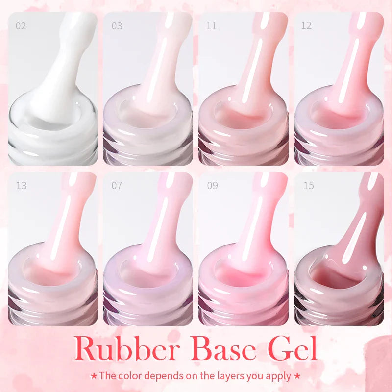 BORN PRETTY 15ml Jelly Nude Rubber Base Gel Natural Milky White Clear Semi permanent Self-Leveling Soak Off UV LED Gel Varnish