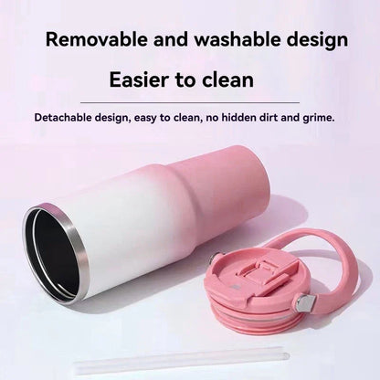 890ML Stainless Steel Thermos Cup with Straw  Keep Cold and Hot Car Coffee Cup Portable Vacuum Flask Travel Thermos Water Bottle