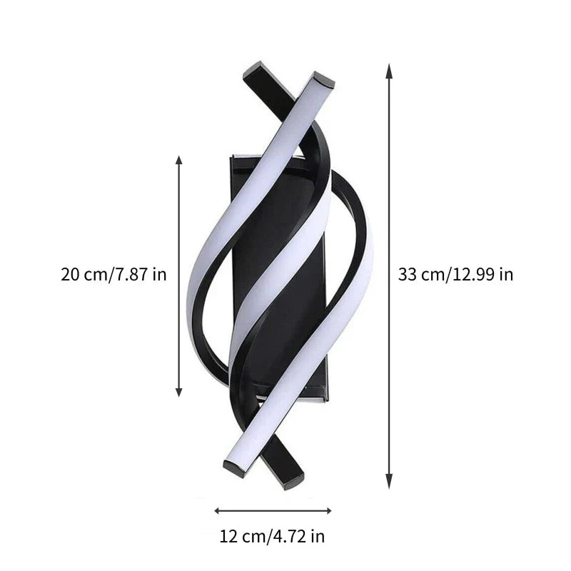 Curved Spiral Design LED Wall Lamp for Bedroom Bedside Corridor Living Room Staircase Corridor Lighting Fixture Home Decor Light