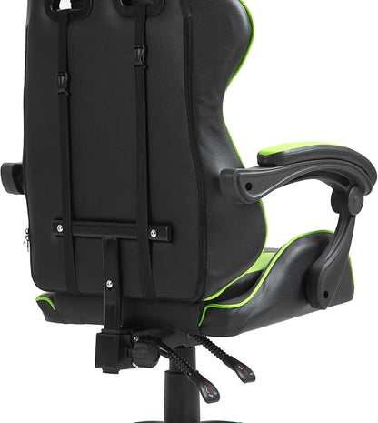 mcc direct Swivel Faux Leather Office Chair Racing Sports Gaming Tilt Computer Desk Chair with Headrest & Lumbar Cushion A
