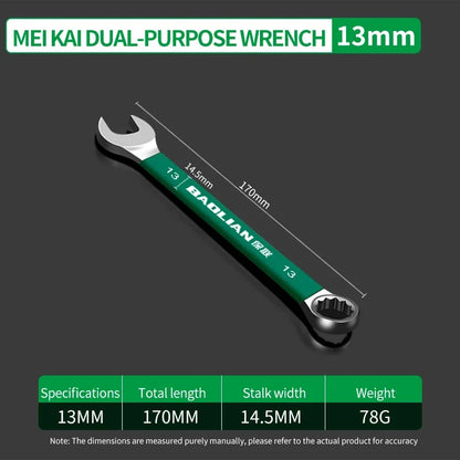 BaoLian Durable Wrench 8-30mm Plum Blossoms Open Combination Wrench Two-Way Double Fast Wrench Auto Repair Tools