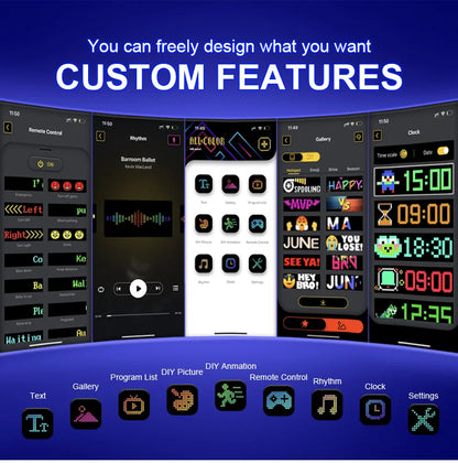 Car Scrolling Advertising Display Programmabl USB APP Control Customizable DIY Bluetooth RGB LED Sign Text Pattern Animation 5V