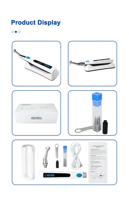 AZDENT Dental Implant Motor Electric Wireless Torque Driver Implant Torque Wrench with 16pcs Screwdrivers Contra Angle Motor