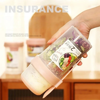 Portable Salad Cup Breakfast Cup Food Stratification Yogurt Cereal Oatmeal Snacks Parfait Containers Fruit Box Cup With Lid Fork