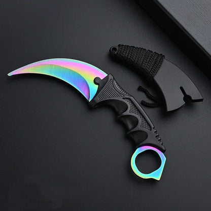 Unsharpened Safety Karambit Gift Knife Toy No Sharp Blade Cosplay Prop Plastic Training Knife for Role Play Game Collection