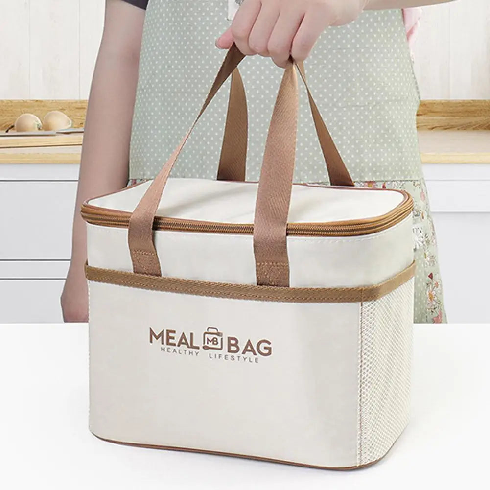 Large Capacity Tote Bento Insulated Lunch Bag Picnic Food Box Storage Ice Cooler Thermal Bag Portable Handheld Insulation Bags