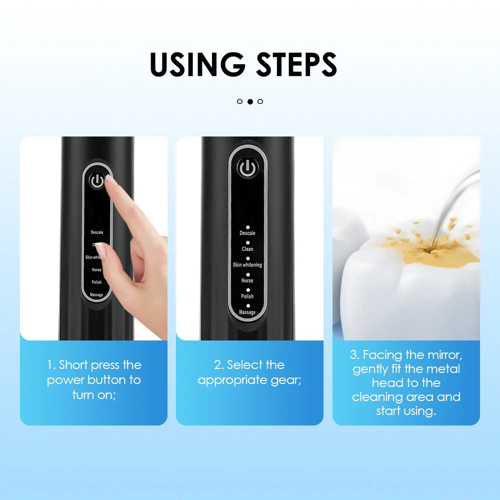 Electric Teeth Cleaner 6-gear Modes Portable Toothbrush Tartar Remover High Frequency Vibration Tartar Cleaning Whitening Teeth