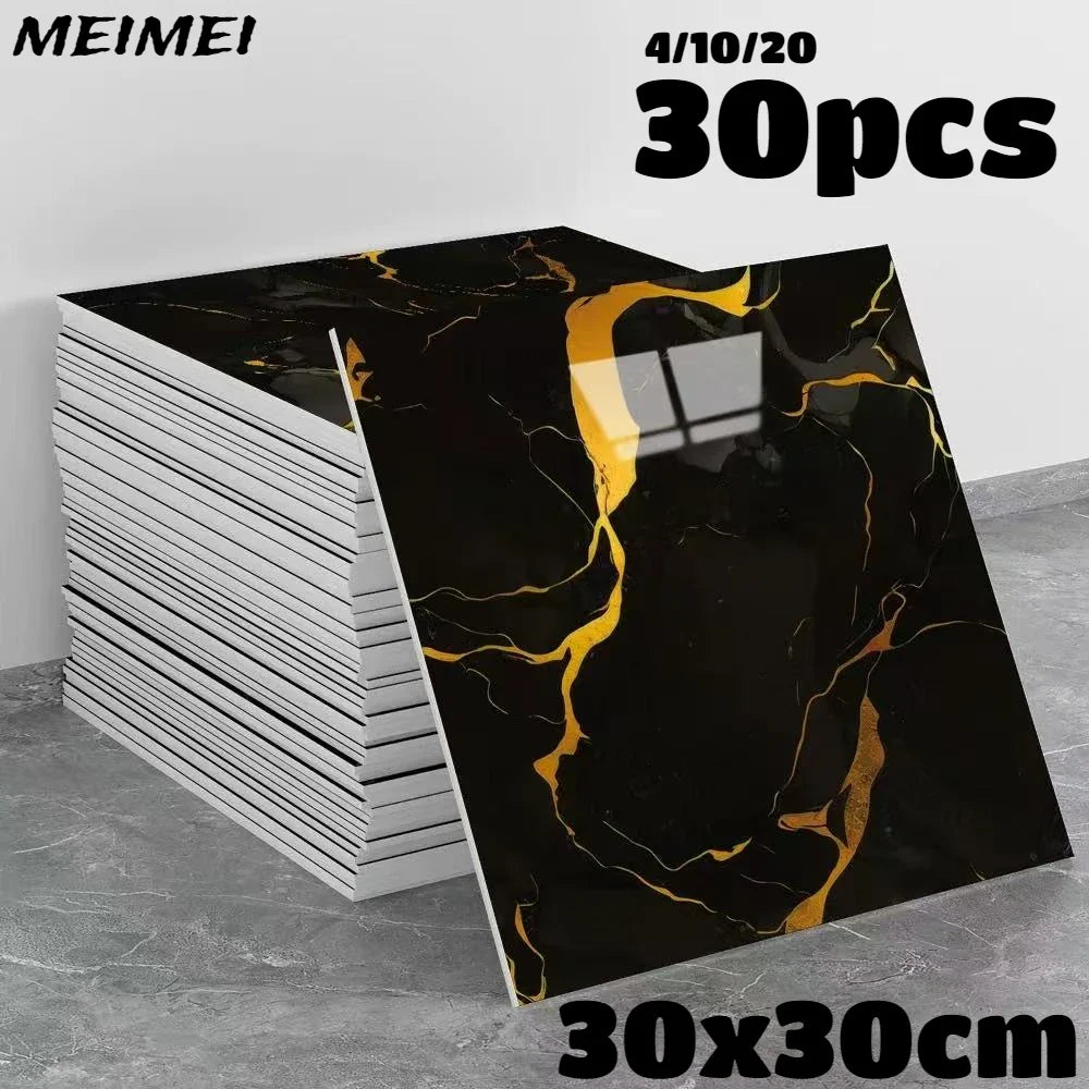 Waterproof Peel and Stick Marble Wall Tiles11.8x11.8 in Self Adhesive PVC Panels for Bathroom Kitchen and Living Room