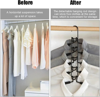 5pcs Multi-Tier Hanging Closet Hanger with Hooks Space-Saving Organizer for Closet Coats Shirts Dresses Jackets Hanging Storage