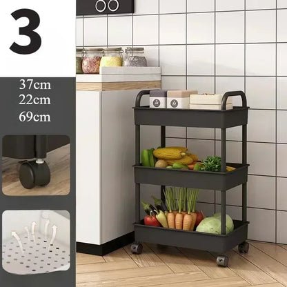 Household Multi-layer Small CartStorage Rack with Wheels To Floor Kitchen Bedroom Bathroom