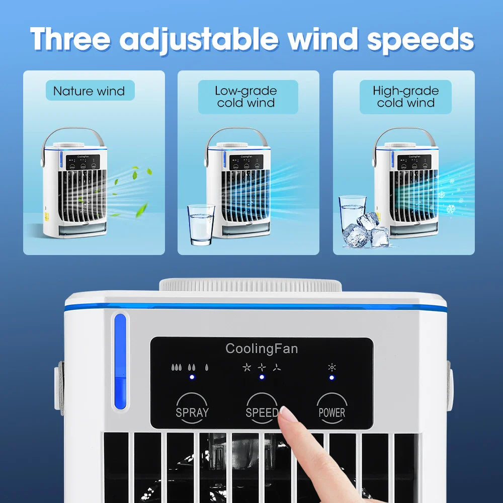 Small Space Air Conditioning for Home Rechargeable Portable Summer Desktop Air Cooler Spray Fan Moist Clean Air for Office Room