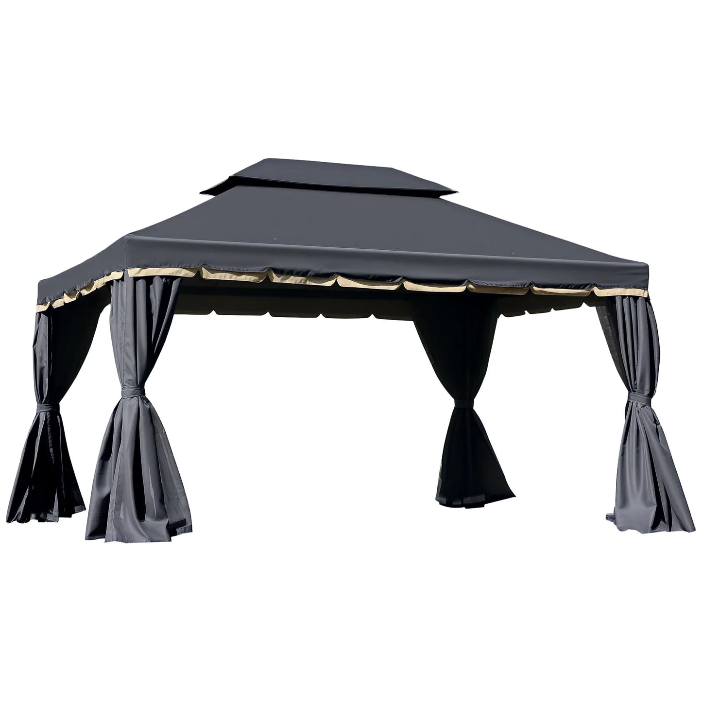 Outsunny 3 x 4m Aluminium Garden Gazebo, Marquee Canopy Shelter Pavilion Party Tent with Nets and Curtains