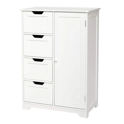 Bathroom Storage Cabinet with 4 Drawers 1 Door Adjustable Partition Wooden Modern Style for Bathroom, 56 x 30 x 82.5 cm L x W x