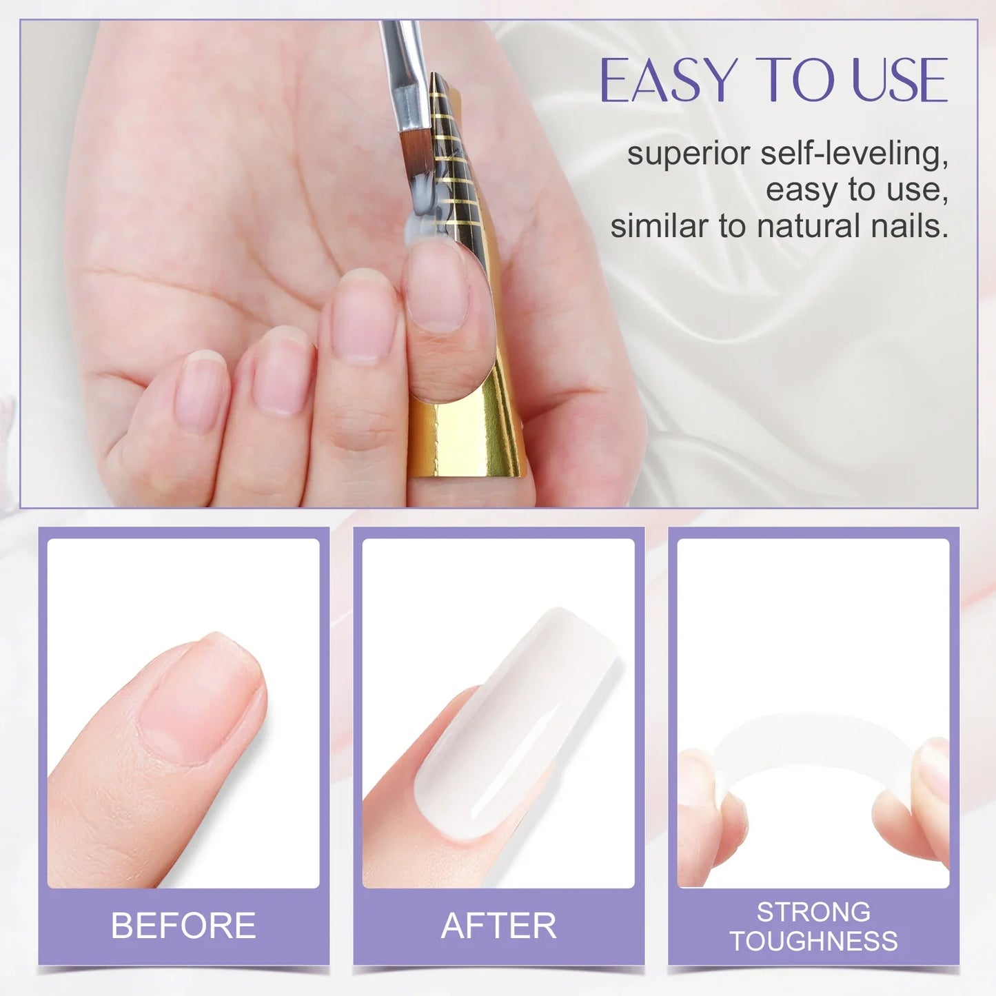 Saviland 100g Builder Nail Gel White Nude Pink Nail Extension Gel Multifunctional Nails Art Gel Polish Soak Off UV for Salon DIY