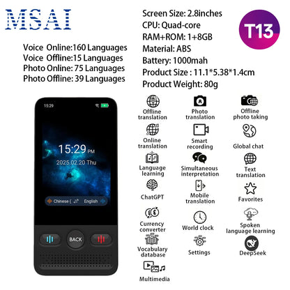 T18 T13 Language Translator 17 Offline Voice Languages Cover 58 Countries 39 Offline Photo Translation No WiFi Needed for Travel