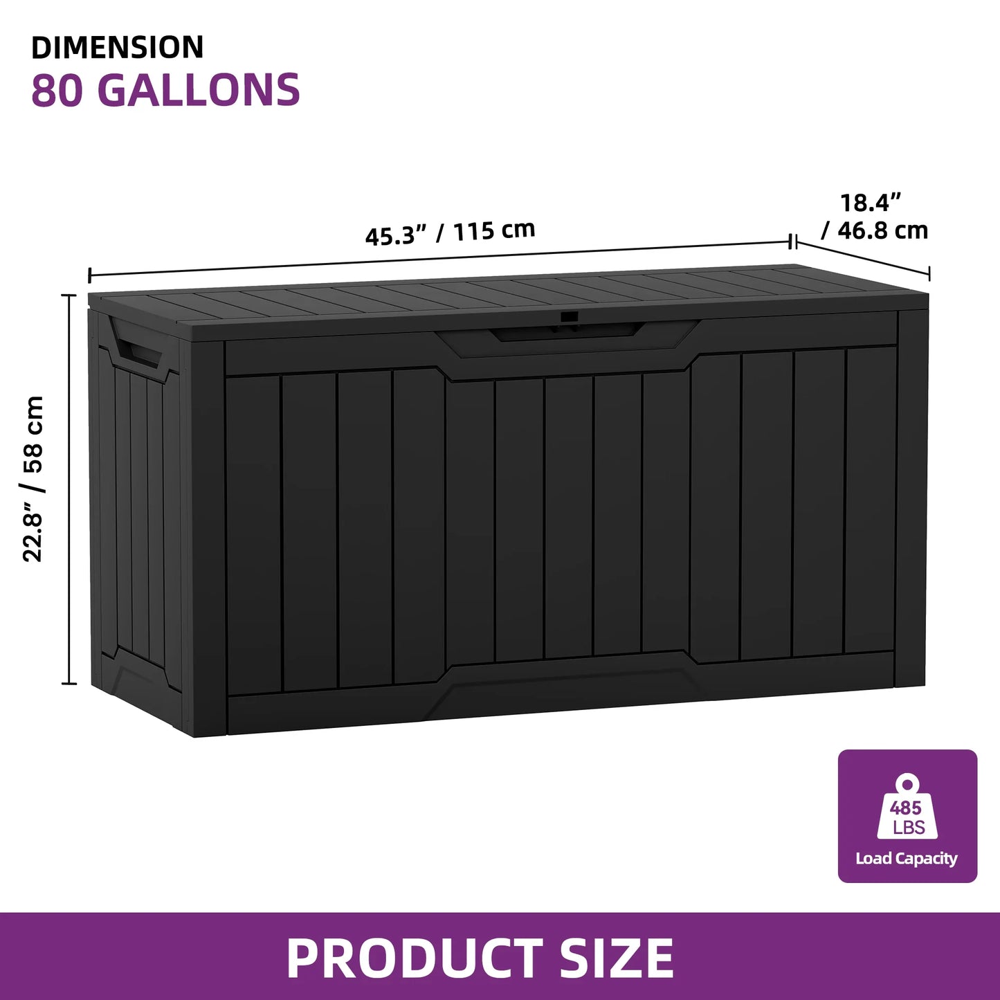 300L Resin Outdoor Storage Box, Waterproof Lockable Deck Box with Handles, All-Weather Patio Organizer for Cushions & Gear