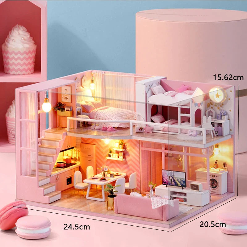 DIY Doll Houses Kits 3D Wooden Puzzles Mini Doll House Assembly Building Furniture Handmade Toys For Kids Birthday Gifts