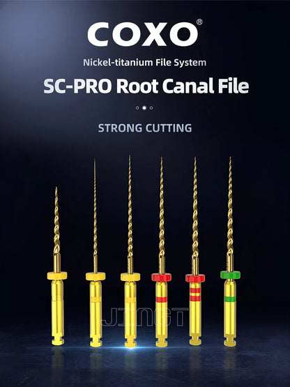 COXO SOCO PRO Dental Root Canal File Heat-Activated Rotary Nitinol Tooth Pulp Files Thermally Activated Nickel-Titanium 6Pcs/Box