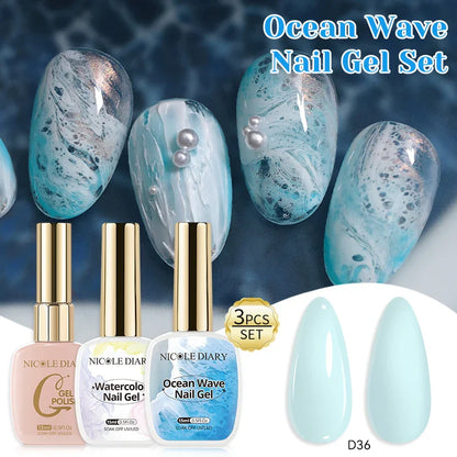 NICOLE DAIRY 15ml Bubble Ocean Wave Glue White Gel Nail Polish Summer Nail Poke Varnish UV LED Soak Off Gel For Nail Art Manicur