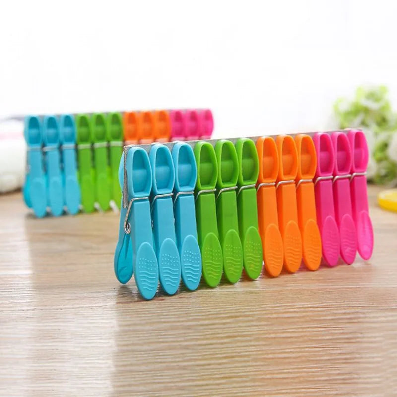 48/24Pcs Clothespins Hanging Pegs Clips Plastic Hangers Racks Laundry Clothes Pegs Clamps Towel Clips Home Storage Hooksks