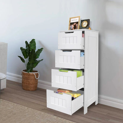 Bathroom Storage Cabinet 4 Drawers Floor Standing Modern Waterproof Bathroom Cabinet Space Saver Home Furniture Cabinet PVC