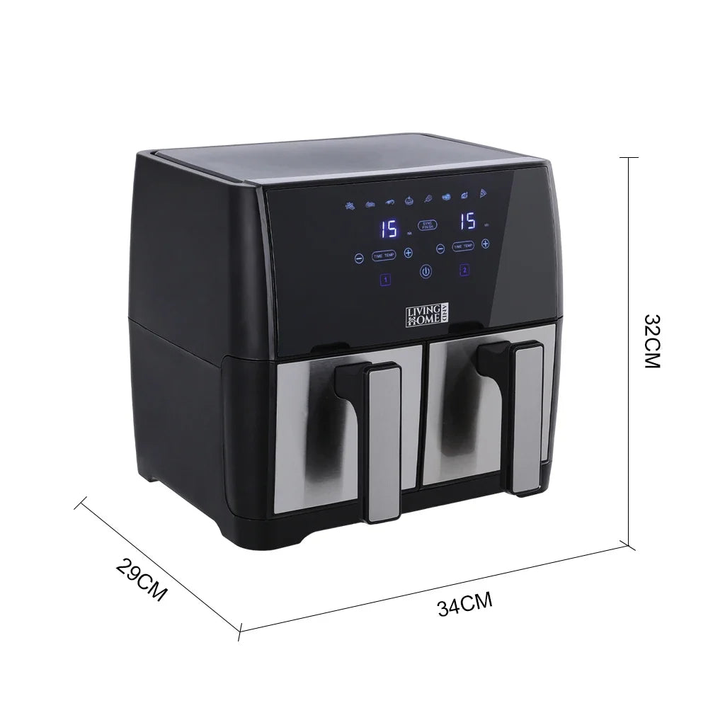 KOMORE 8L 1700W Touch Screen Dual Basket Air Fryer 80°C-200°C Adjustable Temperature & 30min Timer Setting &Automatic Shutoff